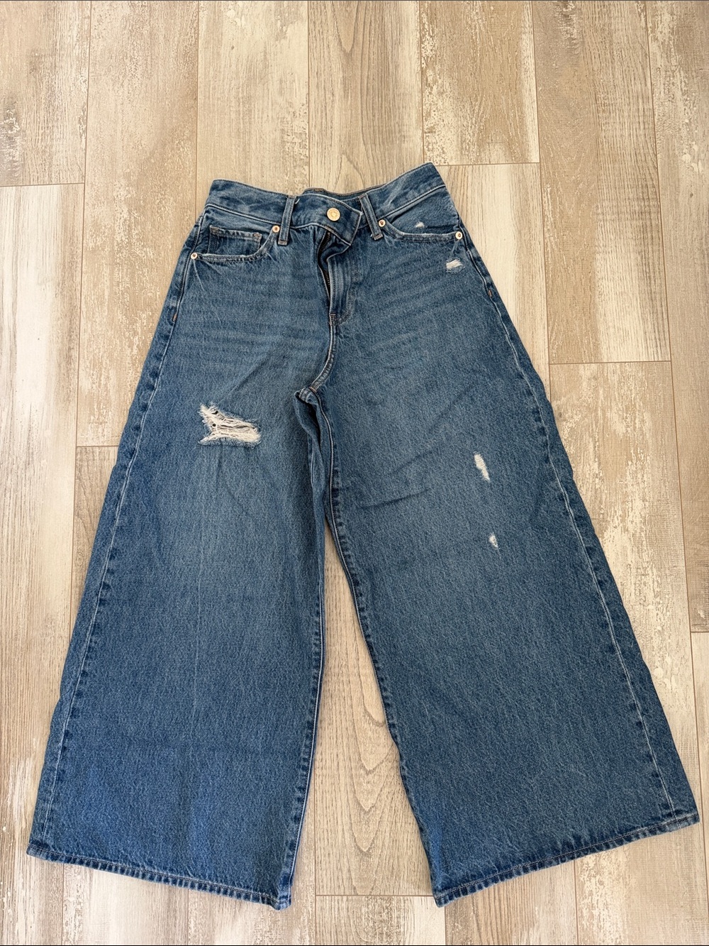 Express Wide Leg Distressed Women’s Jeans - Blue 2 R